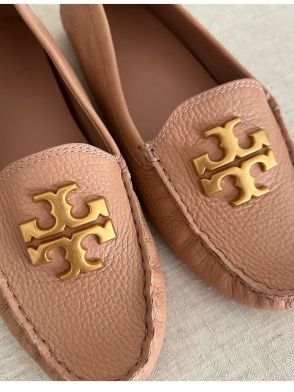Tory Burch Blush Pink Leather Logo Loafers with box size 7 with box - Picture 10 of 16